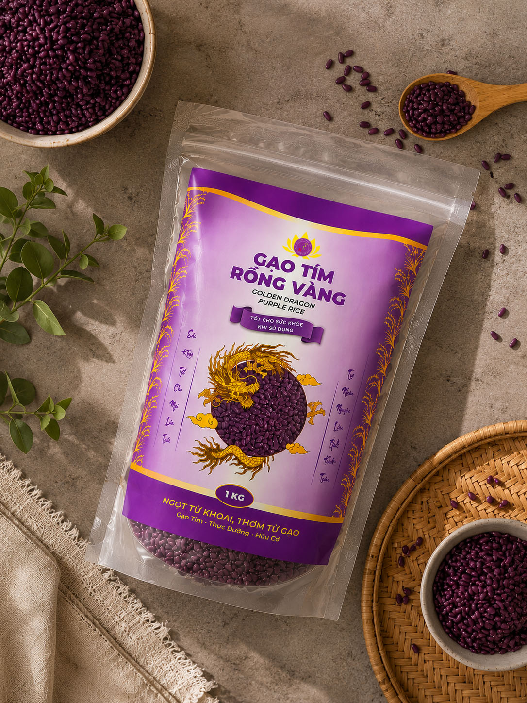 Gạo Tím Rồng Vàng