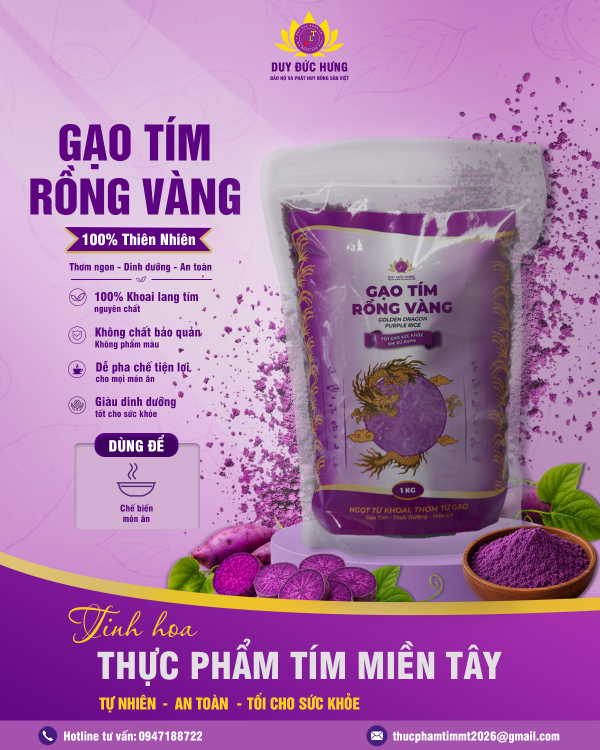 Gạo Tím Rồng Vàng